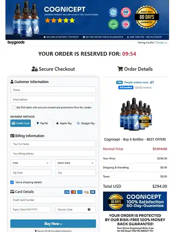 Cognicept Order Page